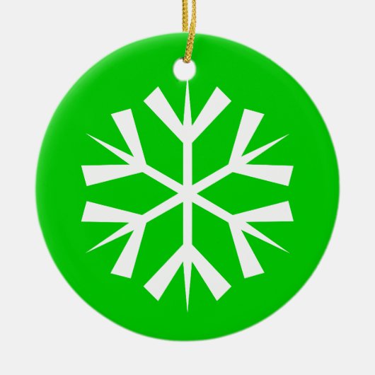 Groene en Witte Sneeuwvlok Keramisch Ornament (Voorkant)