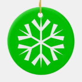 Groene en Witte Sneeuwvlok Keramisch Ornament (Achterkant)