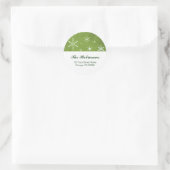 Groene en witte sneeuwvlok kerst Adresetiketten Ronde Sticker (Tas)