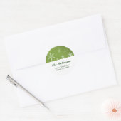 Groene en witte sneeuwvlok kerst Adresetiketten Ronde Sticker (Envelop)