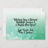 Groene en witte sneeuwvlokken Familie Foto's Kerst Kaart (Achterkant)