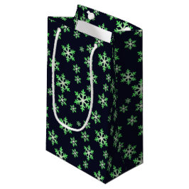 Groene en Witte Sneeuwvlokken met Blauwe Achtergro Klein Cadeauzakje