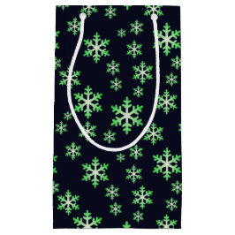 Groene en Witte Sneeuwvlokken met Blauwe Achtergro Klein Cadeauzakje