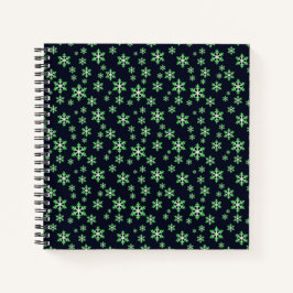 Groene en Witte Sneeuwvlokken met Blauwe Achtergro Notitieboek