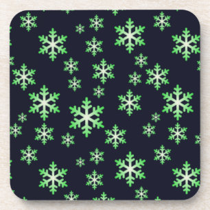 Groene en Witte Sneeuwvlokken met Blauwe Achtergro Onderzetter