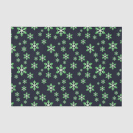 Groene en Witte Sneeuwvlokken met Blauwe Achtergro Tissuepapier
