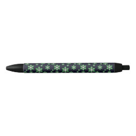 Groene en Witte Sneeuwvlokken met Blauwe Achtergro Zwarte Inkt Pen