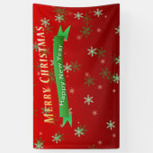 Groene en witte sneeuwvlokken op rode grond spandoek (Verticaal)