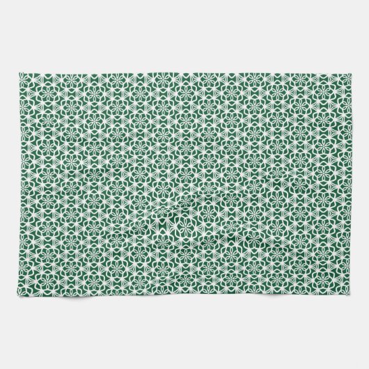 Groene en witte snowflake Lace Kitchen Towel Theedoek (Horizontaal)