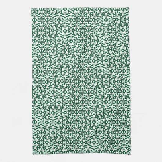 Groene en witte snowflake Lace Kitchen Towel Theedoek (Verticaal)