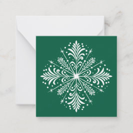 Groene en witte Snowflake Mini Christmas Kaart Notitiekaartje