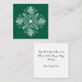 Groene en witte Snowflake Mini Christmas Kaart Notitiekaartje (Voorkant / Achterkant)