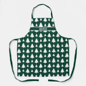 Groene En Witte Spar Kerstboom Patroon & Naam Schort (Voorkant)