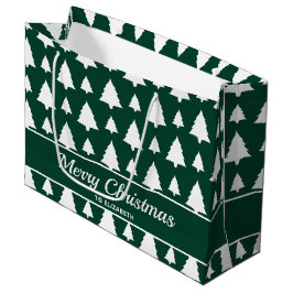 Groene En Witte Spar Kerstboom Patroon & Tekst Groot Cadeauzakje