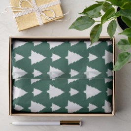 Groene En Witte Spar Kerstboom Patroon Tissuepapier