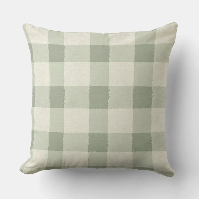 Groene en witte speldenstang buitenkussen (Voorkant)