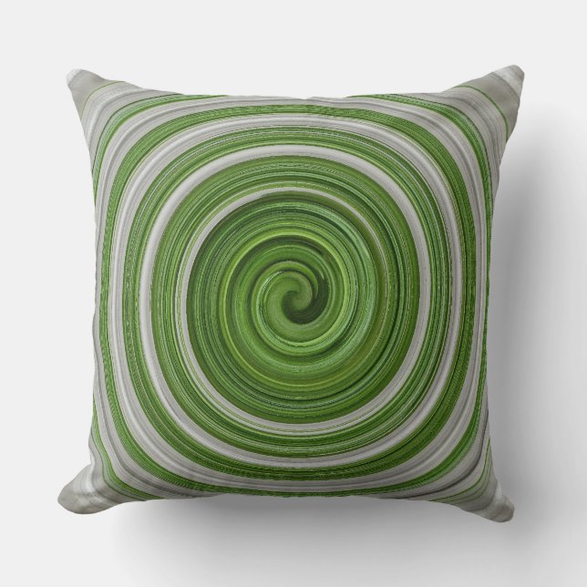 Groene en witte spiraal kussen (Voorkant)