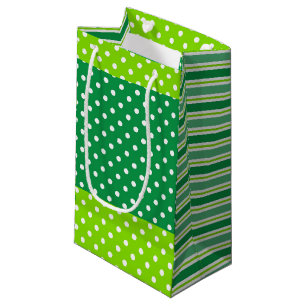 Groene en witte Stippen en stripes Klein Cadeauzakje