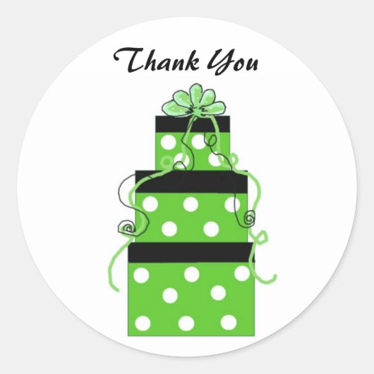 Groene en Witte Stippen Pakketten Ronde Sticker (Voorkant)