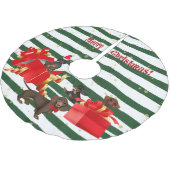 Groene en witte streep Dachshund Familie - Boomrok Kerstboom Rok (Gekanteld)
