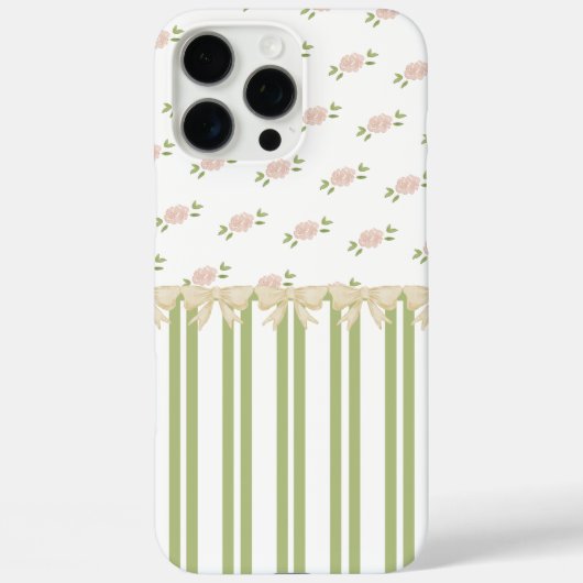 Groene en Witte Streep Roze Bloemen Parijs Geïnspi Case-Mate iPhone Case (Achterkant)