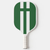Groene en Witte Strepen Aangepaste Monogram Pickleball Paddle (Voorkant)