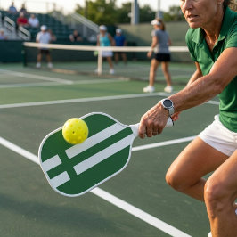 Groene en Witte Strepen Aangepaste Monogram Pickleball Paddle