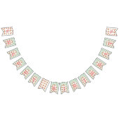 Groene en witte strepen Aardbei Happy Birthday Vlaggetjes (Alle)