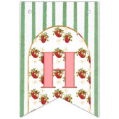 Groene en witte strepen Aardbei Happy Birthday Vlaggetjes (Tweede vlag)