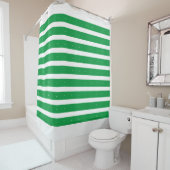 Groene en witte strepen douchegordijn (In situ)