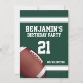 Groene en witte strepen Football Verjaardagsfeest Kaart (Voorkant)