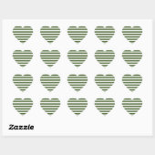 Groene en witte strepen hart sticker (Vel)