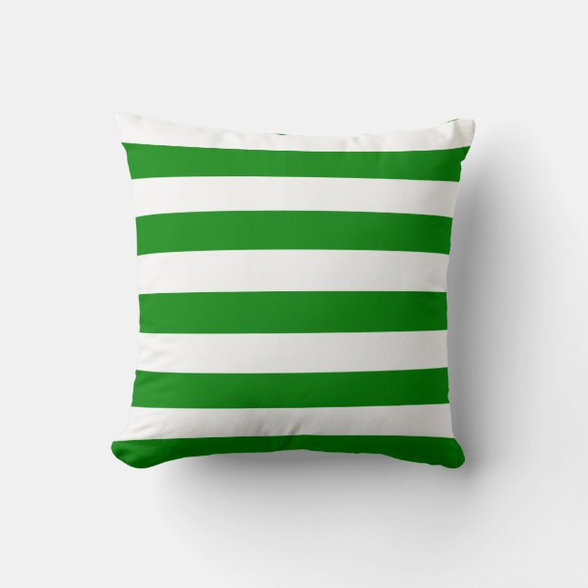 Groene en witte strepen kussen (Voorkant)