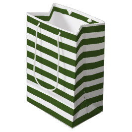 Groene en witte strepen medium cadeauzakje