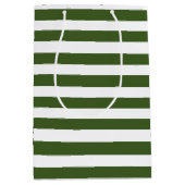 Groene en witte strepen medium cadeauzakje (Voorkant)