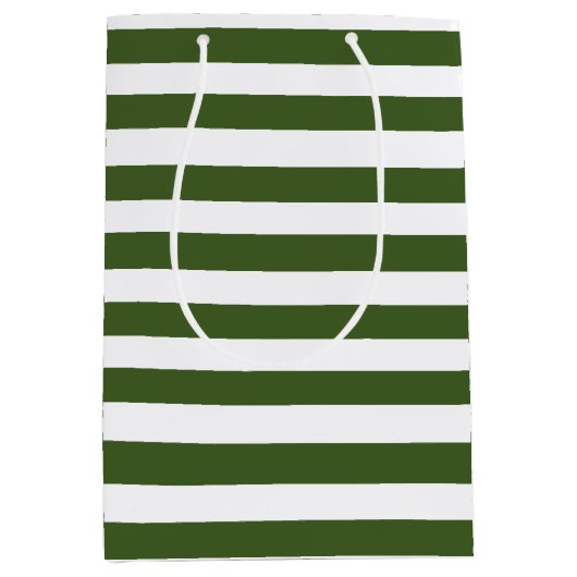 Groene en witte strepen medium cadeauzakje (Voorkant)