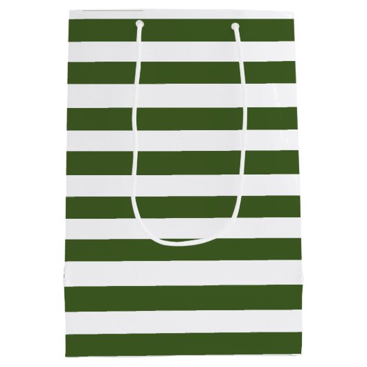 Groene en witte strepen medium cadeauzakje (Achterkant)