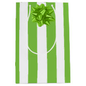 Groene en witte strepen medium cadeauzakje (Voorkant)