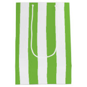 Groene en witte strepen medium cadeauzakje (Achterkant)