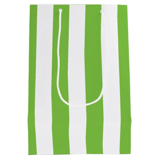 Groene en witte strepen medium cadeauzakje (Achterkant)