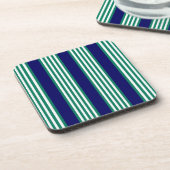 Groene en witte strepen met blauw van de marine bier onderzetter (Linkerzijde)
