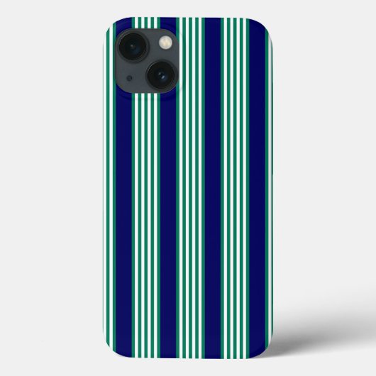 Groene en witte strepen met blauw van de marine Case-Mate iPhone case (Achterkant)