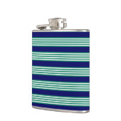 Groene en witte strepen met blauw van de marine heupfles (Links)