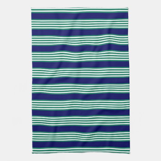 Groene en witte strepen met blauw van de marine theedoek (Verticaal)