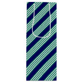 Groene en witte strepen met blauw van de marine wijn cadeautas (Voorkant)