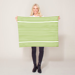 Groene en witte strepen op fleece deken