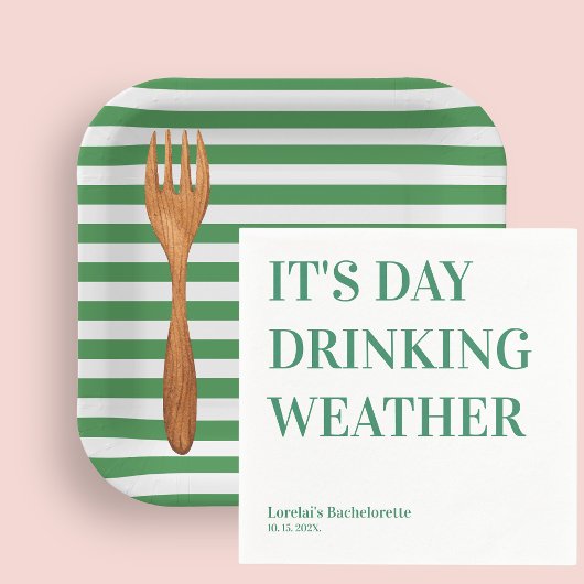 Groene en Witte Strepen Papieren Bordje