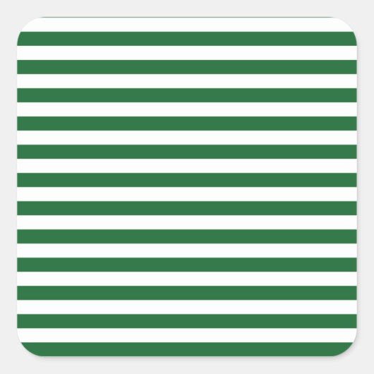 Groene en witte strepen vierkante sticker (Voorkant)