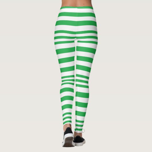 Groene en witte strepen X 3 Leggings (Achterkant)