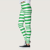Groene en witte strepen X 3 Leggings (Links)